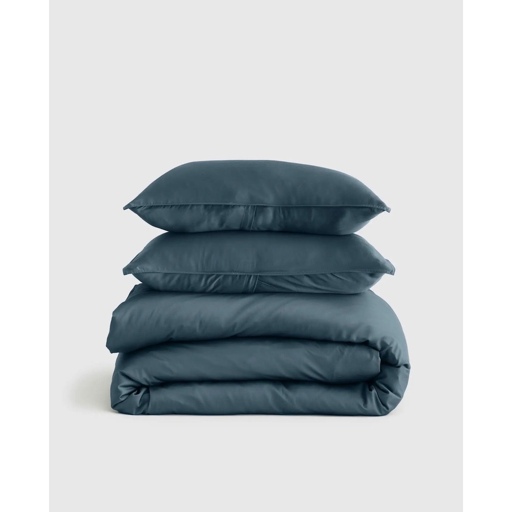 Quince Bamboo Duvet Set Full/Queen Nightfall Sustainable Cooling Cover & 2 Shams